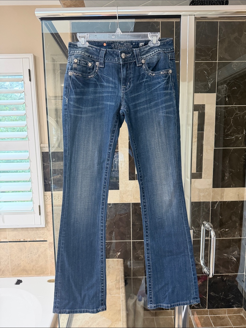 Miss Me Medium Blue Flared Jeans with Whiskering